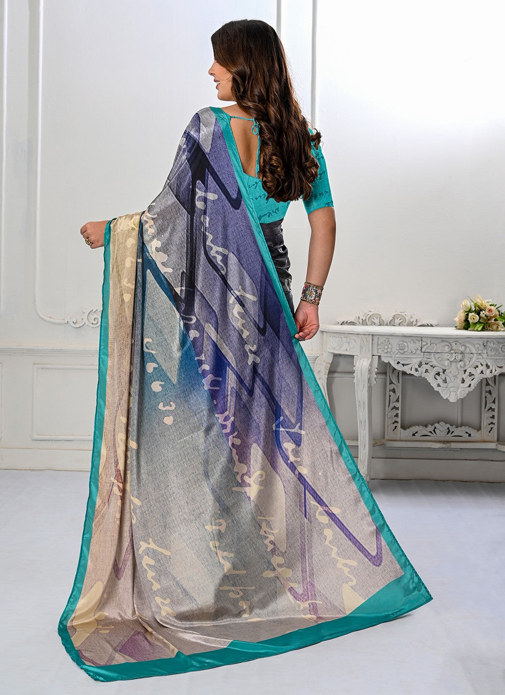 Classic Digital Print Crepe Silk Saree - S3219