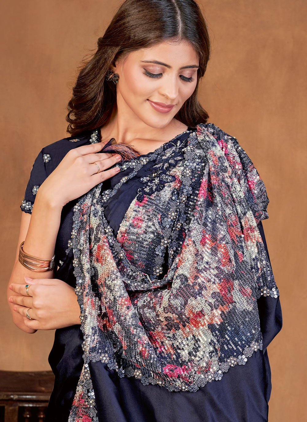 Traditional Digital Print Satin Silk Saree - S8860