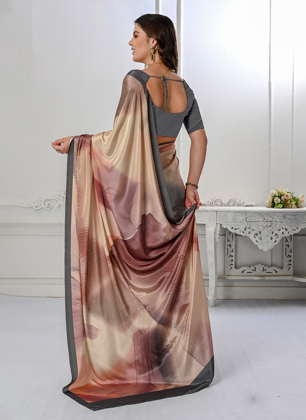 Classic Digital Print Crepe Silk Saree - S3219