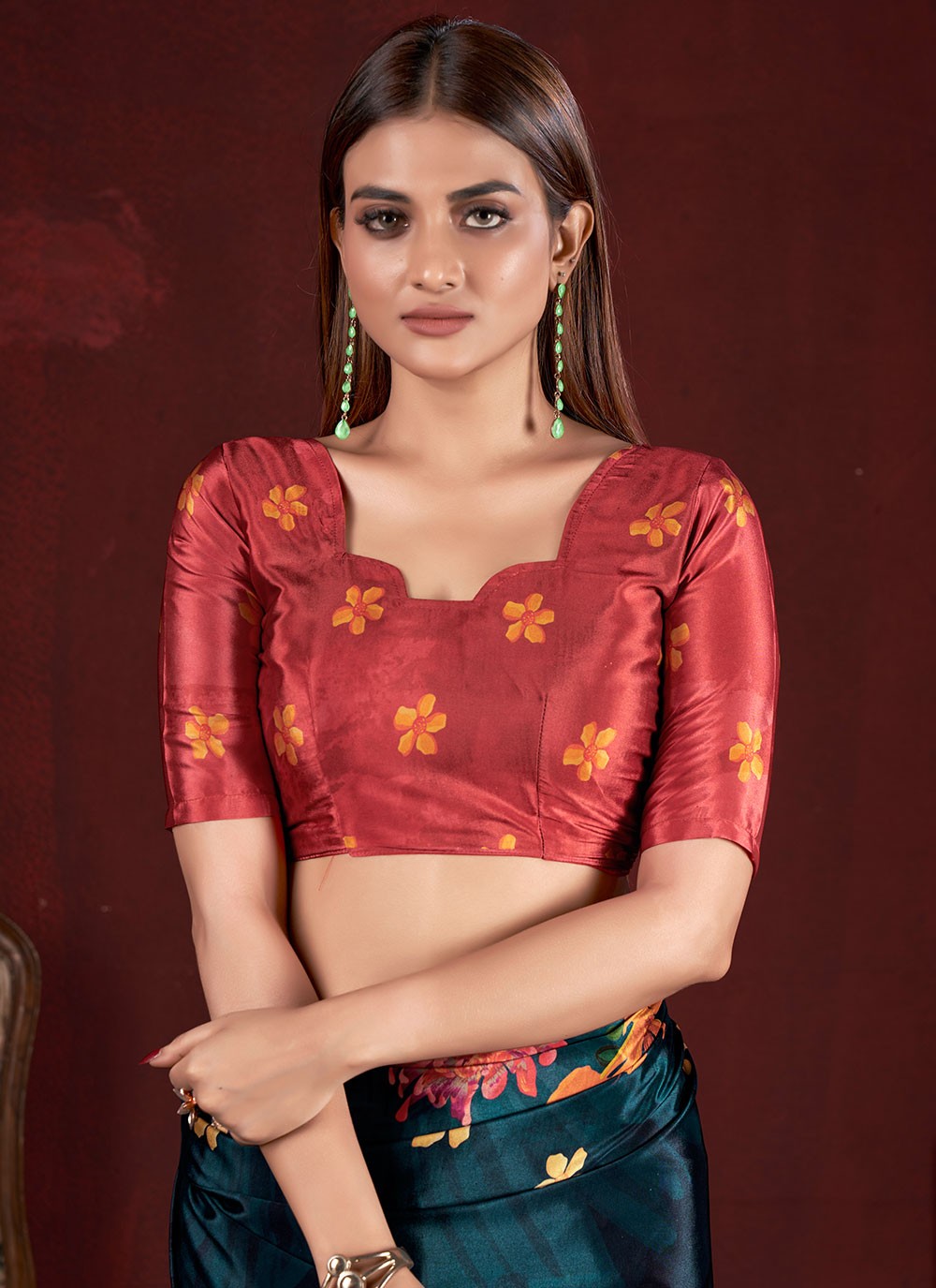 Classic Digital Print Crepe Silk Saree - S7015