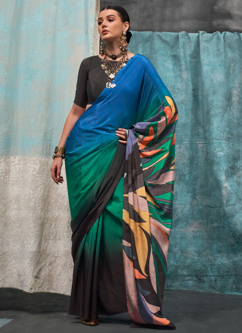 Classic Printed Crepe Silk Saree - S6461