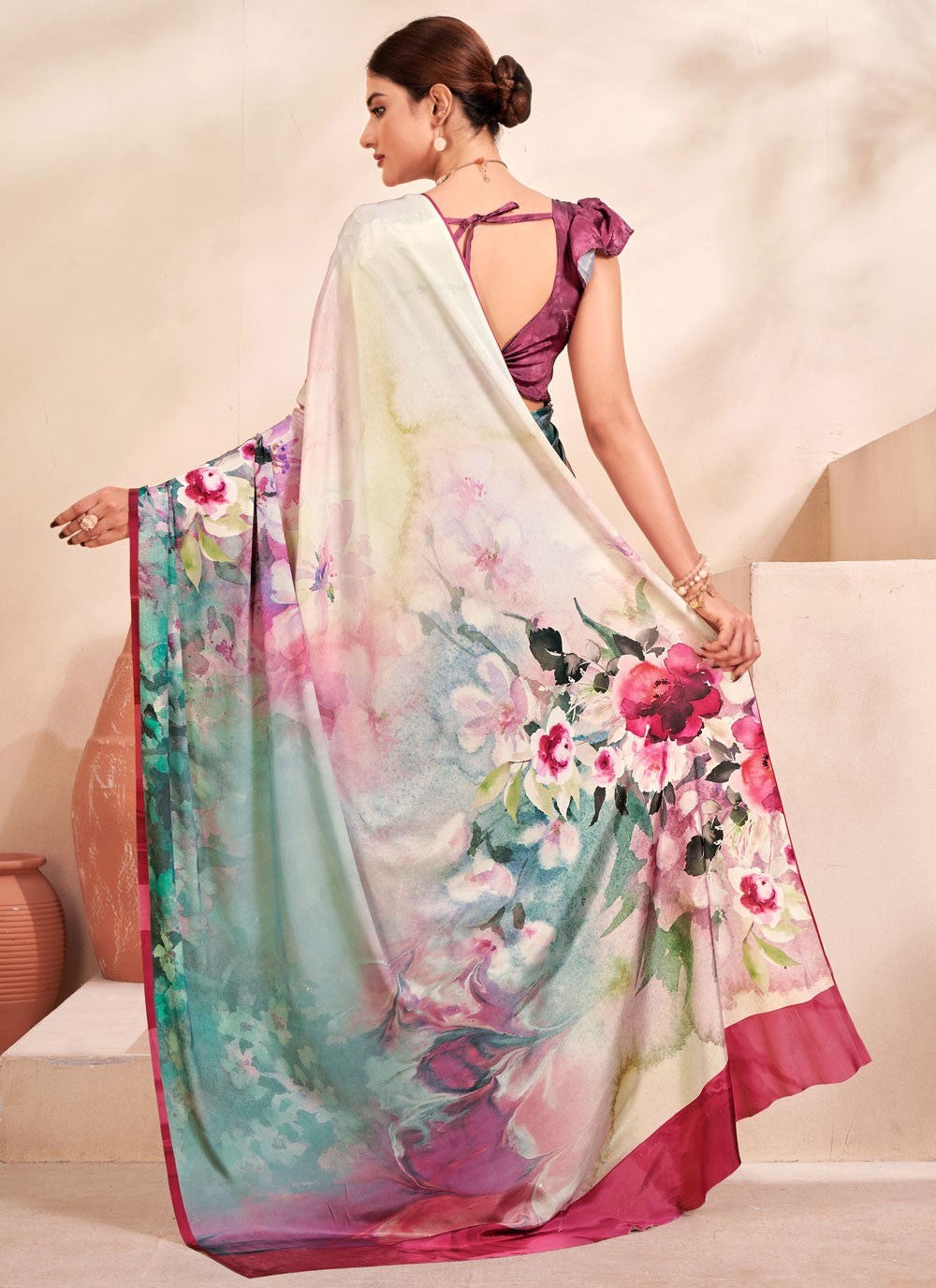 Classic Digital Print Crepe Silk Saree - S7514