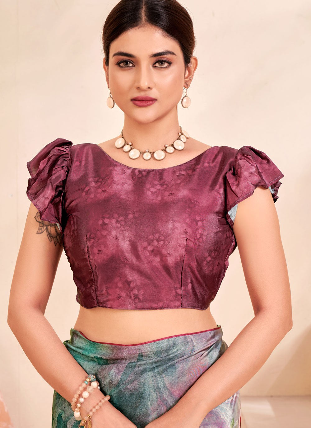 Classic Digital Print Crepe Silk Saree - S7514