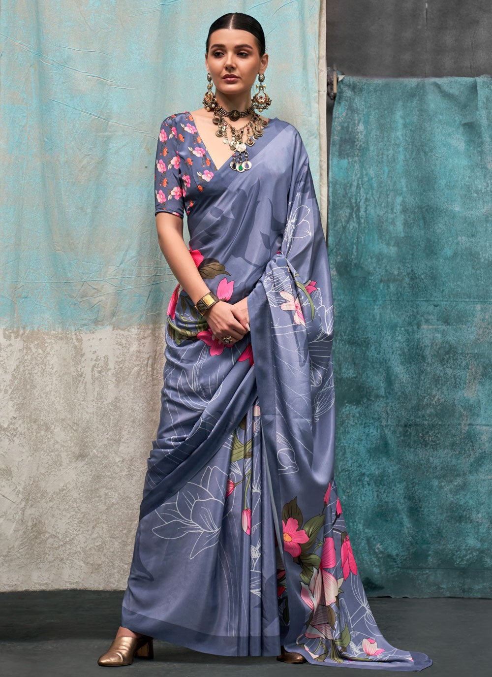 Classic Printed Crepe Silk Saree - S6461
