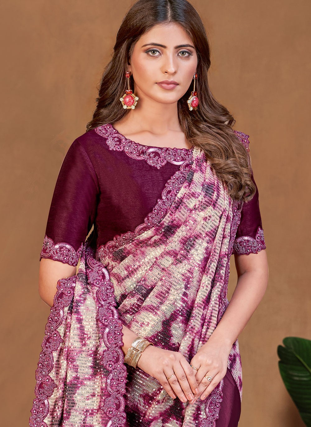 Traditional Digital Print Satin Silk Saree - S8860