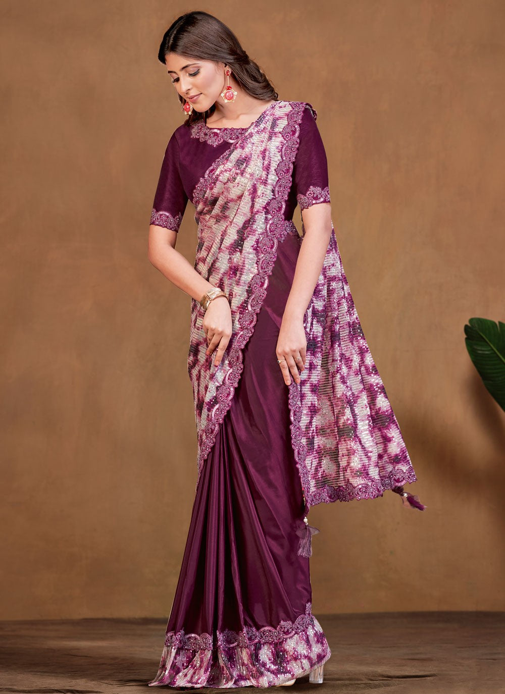 Traditional Digital Print Satin Silk Saree - S8860