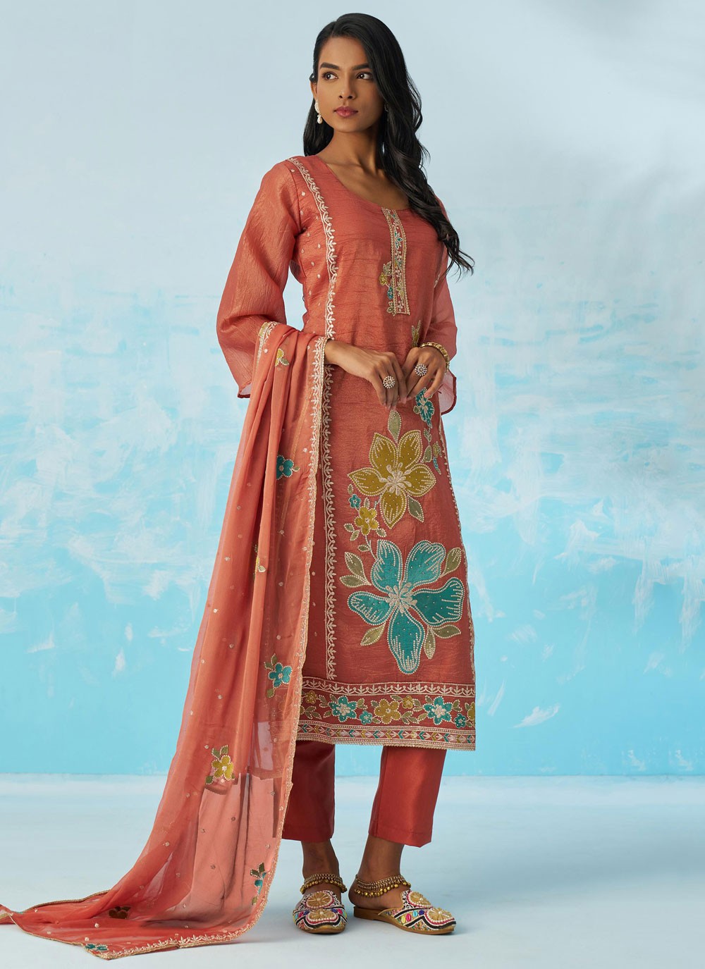 Pant Style Suit Fancy Work Peach T8873