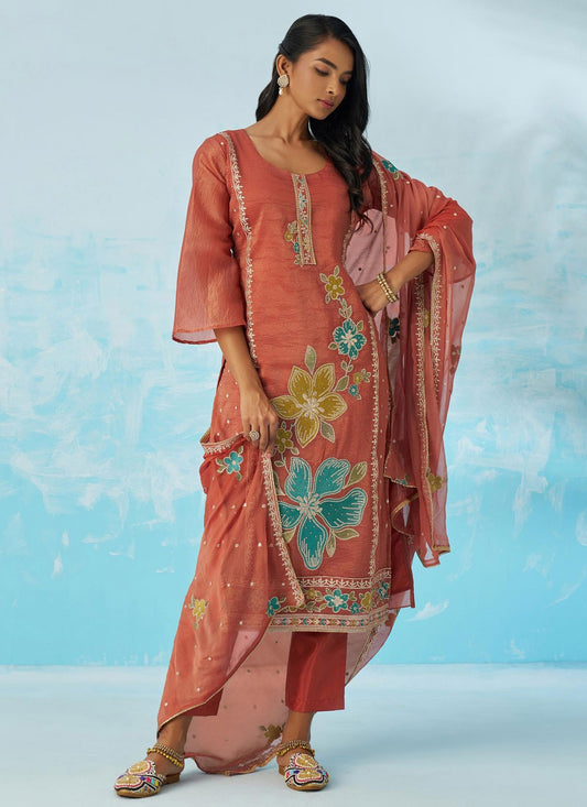 Pant Style Suit Fancy Work Peach T8873