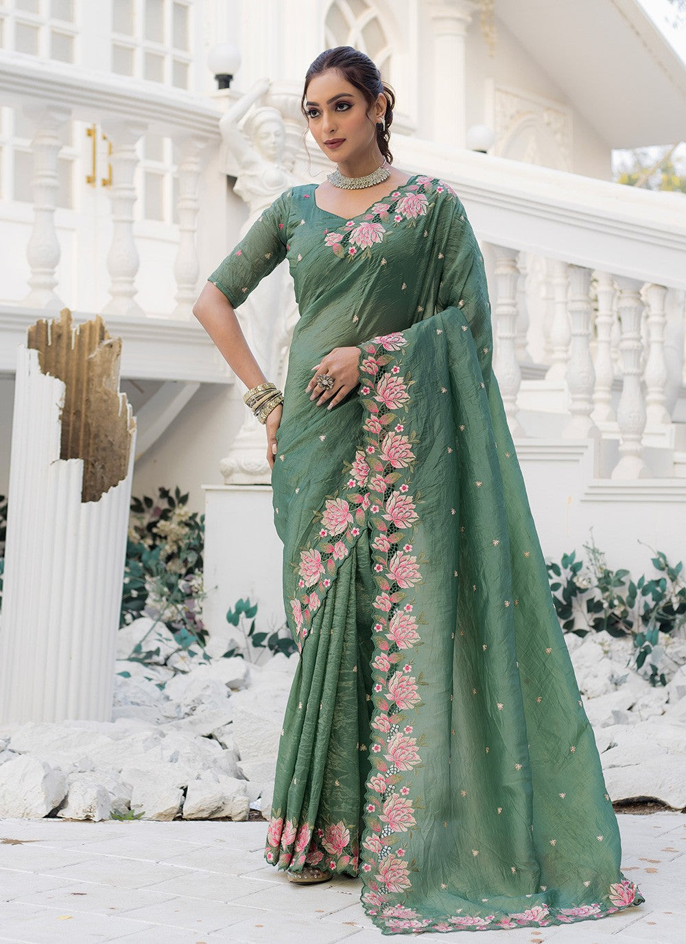 Contemporary Printed Green Crush S12546