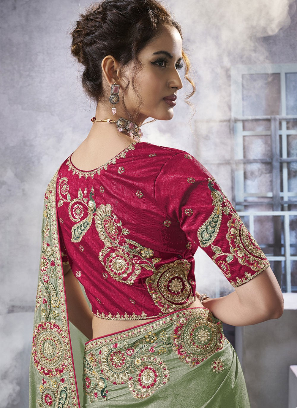 Diamond Crush Green Saree S14194