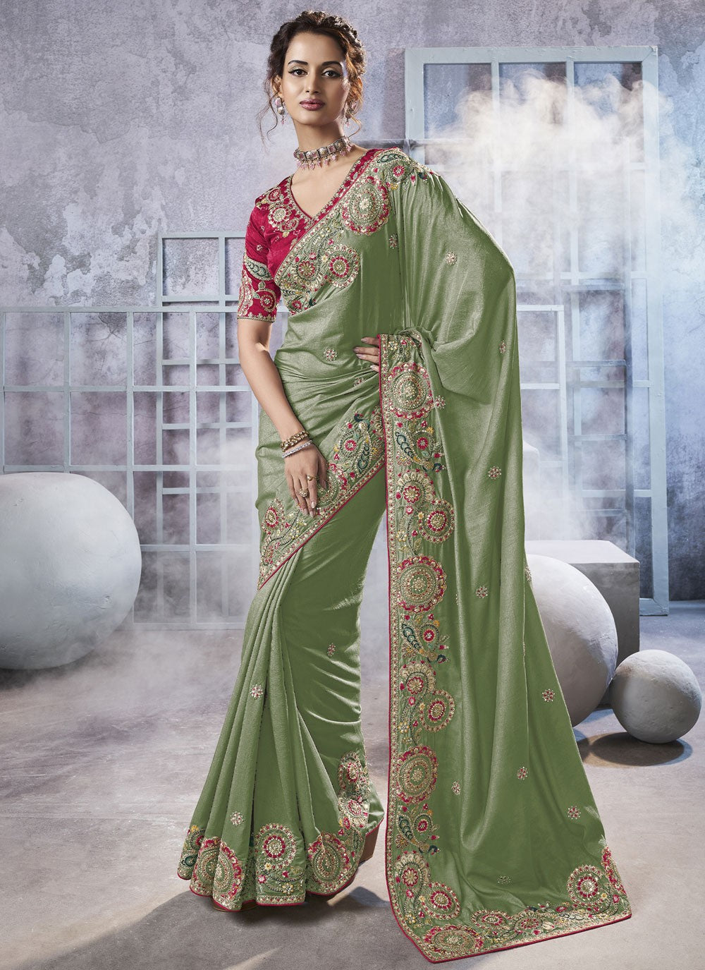 Diamond Crush Green Saree S14194