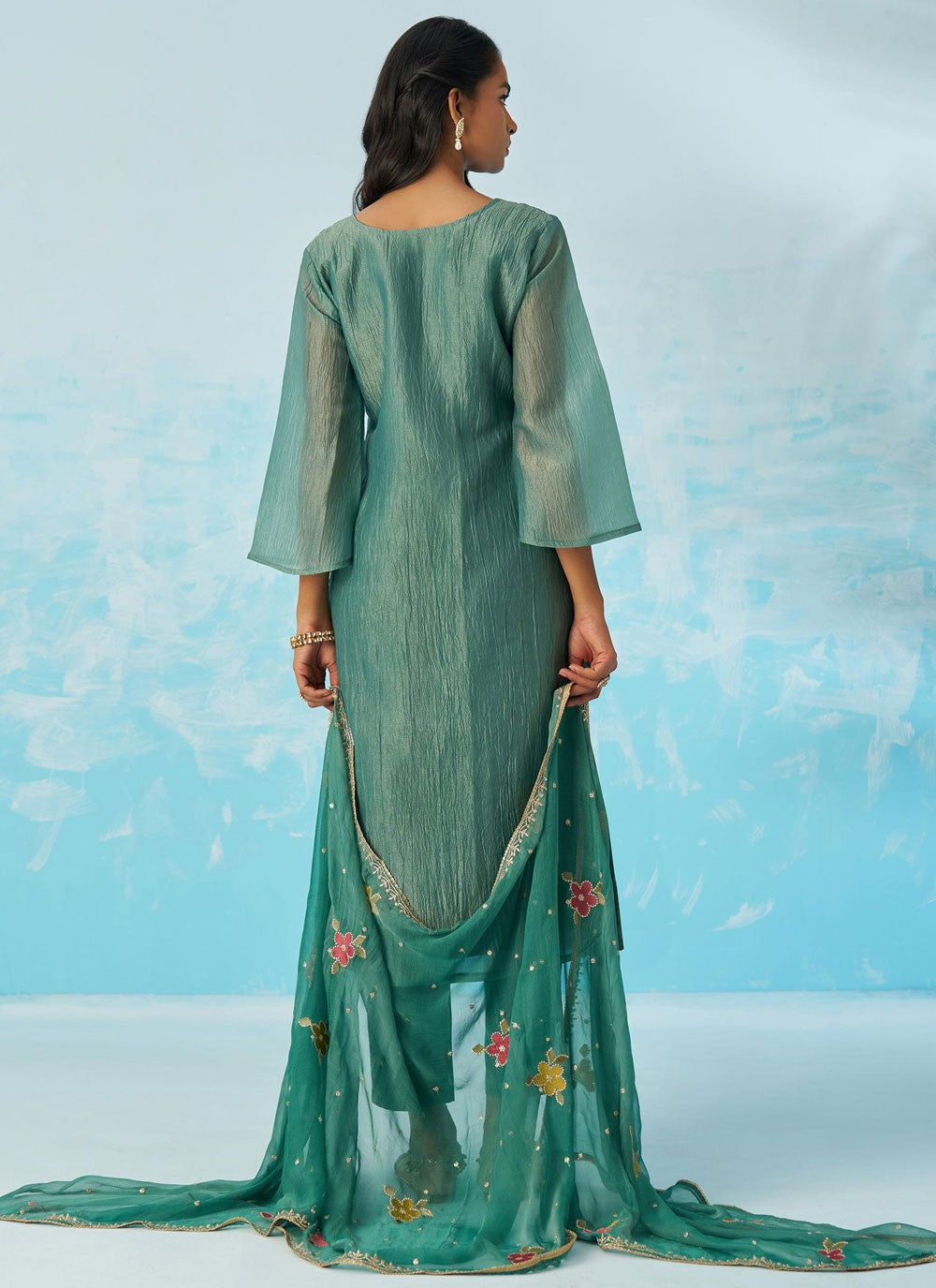 Pant Style Suit Fancy Work Sea Green T8872