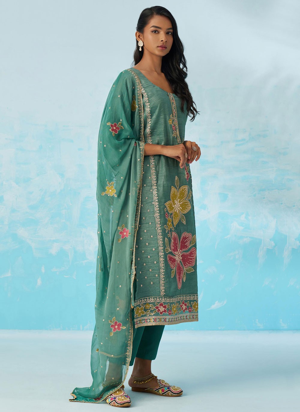 Pant Style Suit Fancy Work Sea Green T8872