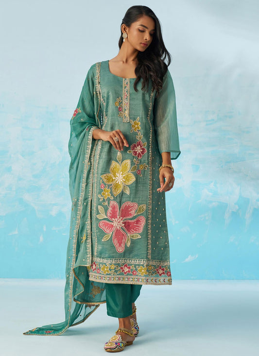 Pant Style Suit Fancy Work Sea Green T8872