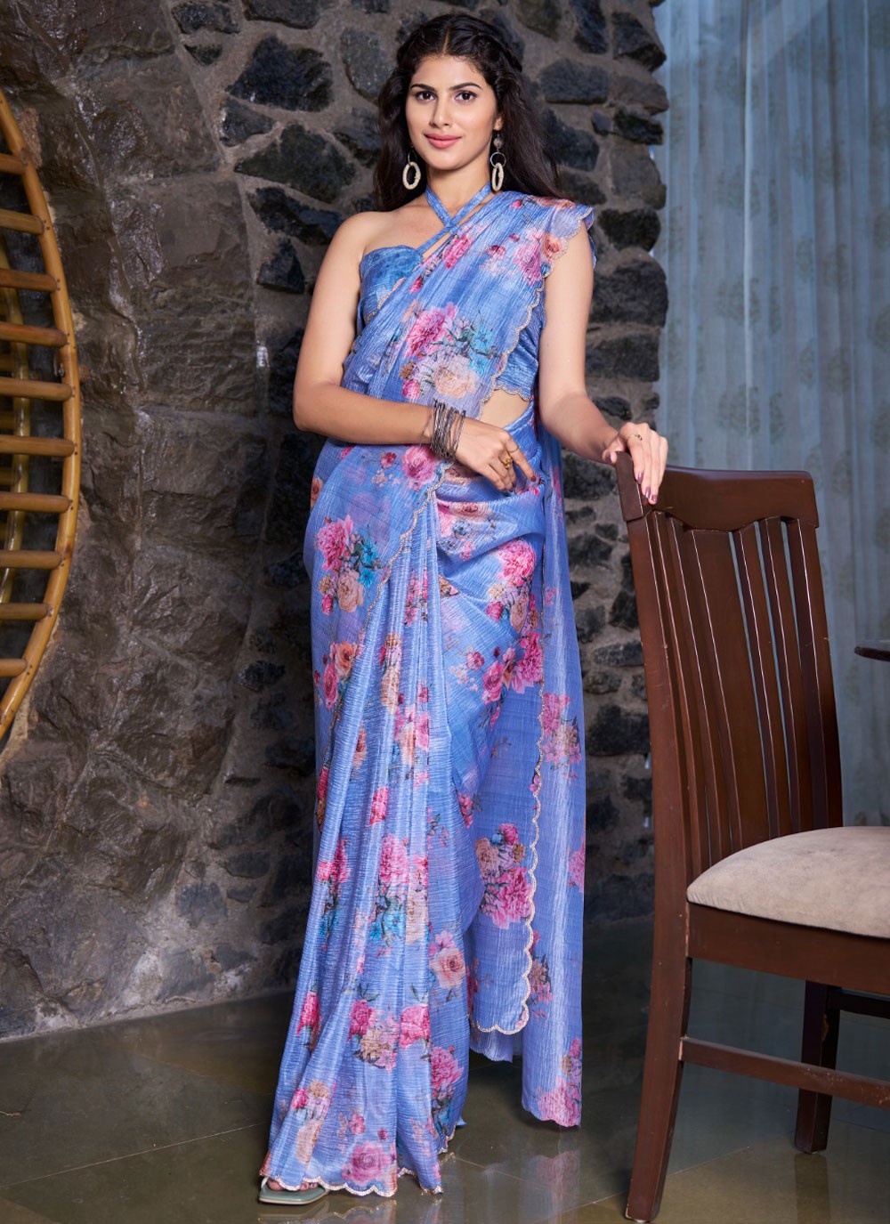 Cutdana, Printed, Swarovski Crush Saree - S11574
