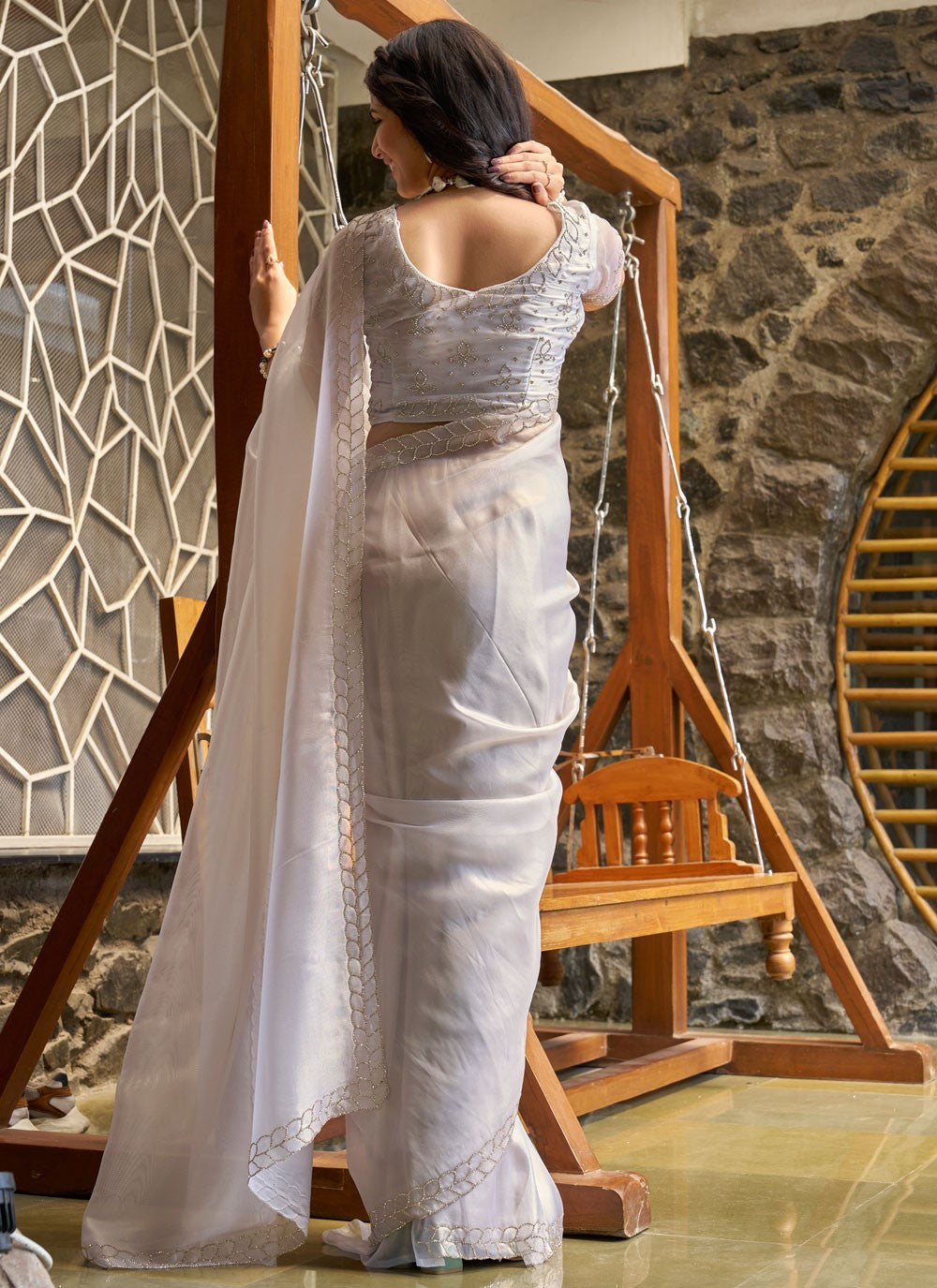 Cutdana, Swarovski Cotton Silk Saree - S11666