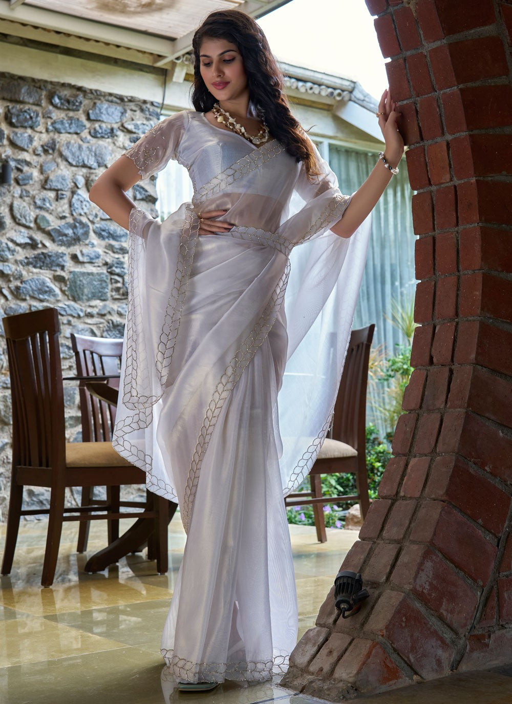 Cutdana, Swarovski Cotton Silk Saree - S11666