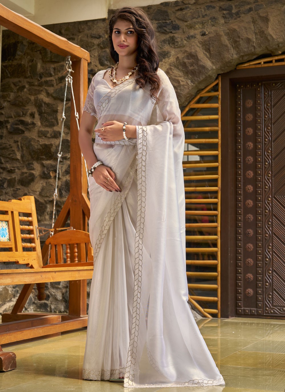Cutdana, Swarovski Cotton Silk Saree - S11666