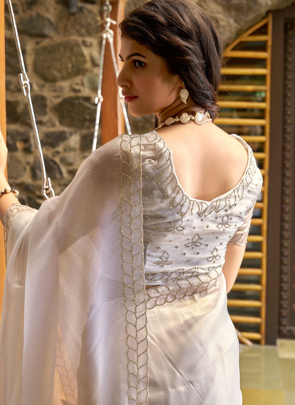 Cutdana, Swarovski Cotton Silk Saree - S11666