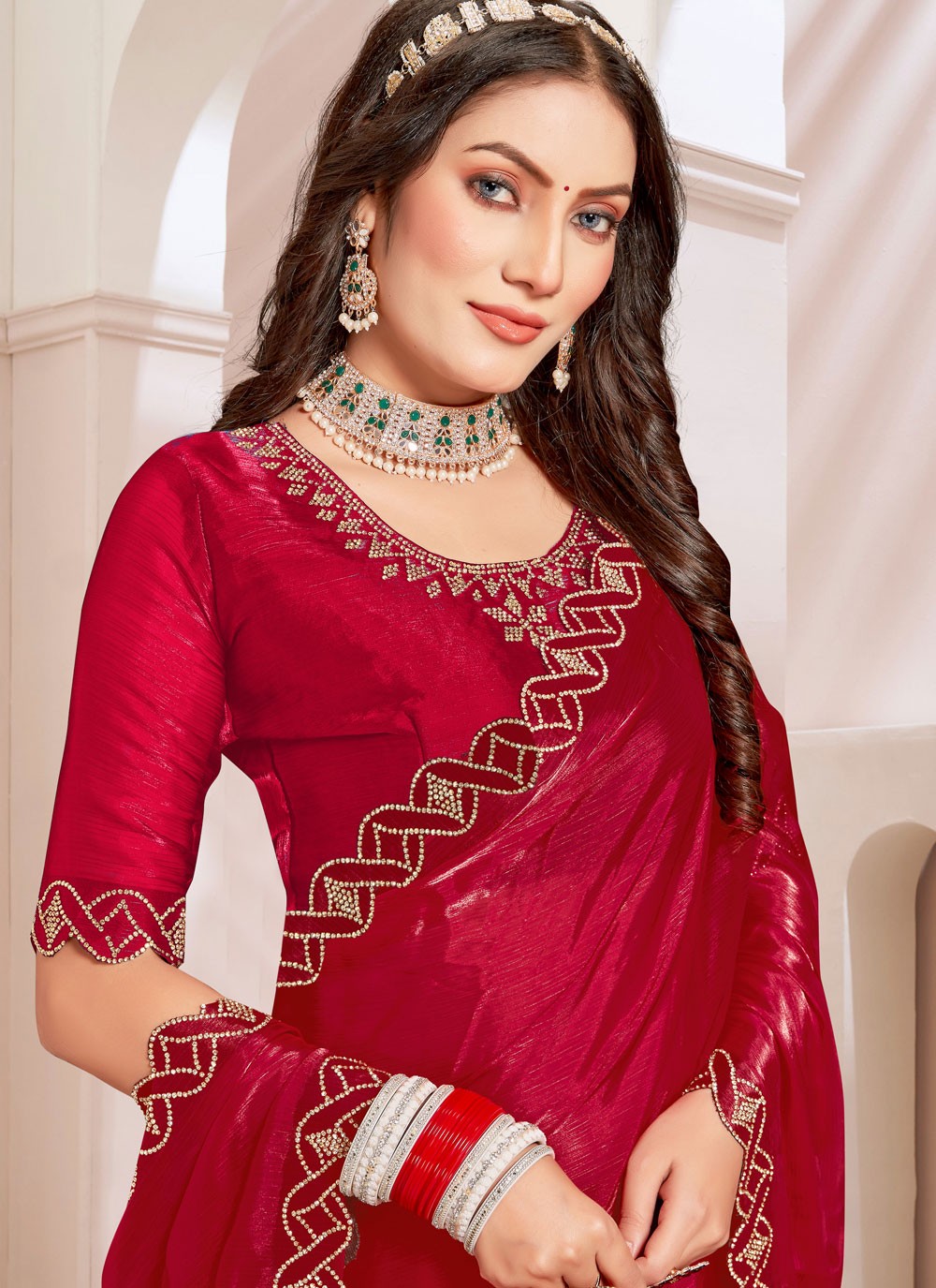Classic Cut Work Silk Saree - S7798