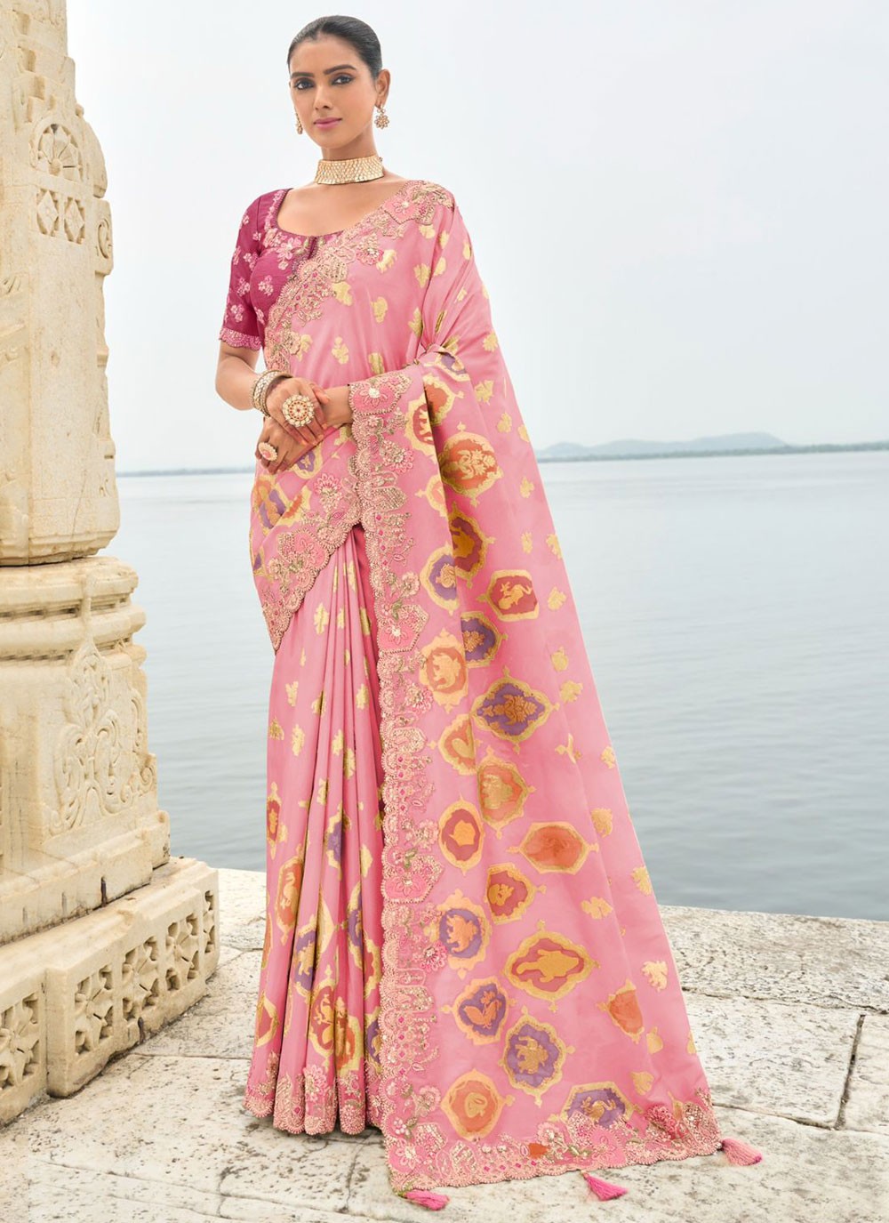 Buttis Silk Pink Saree S14517