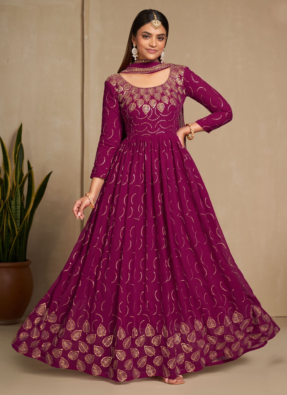 Faux Georgette Gown - G1193