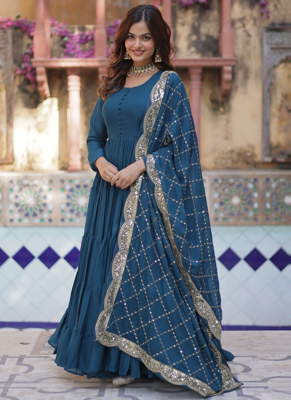 Plain Georgette Gown - G1836