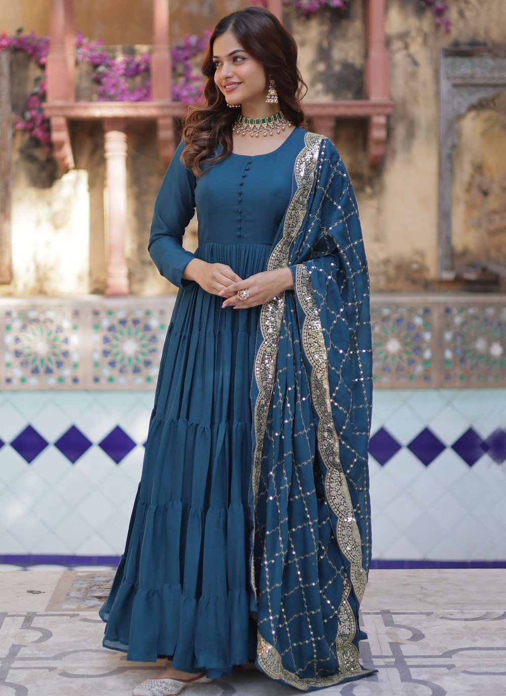 Plain Georgette Gown - G1836