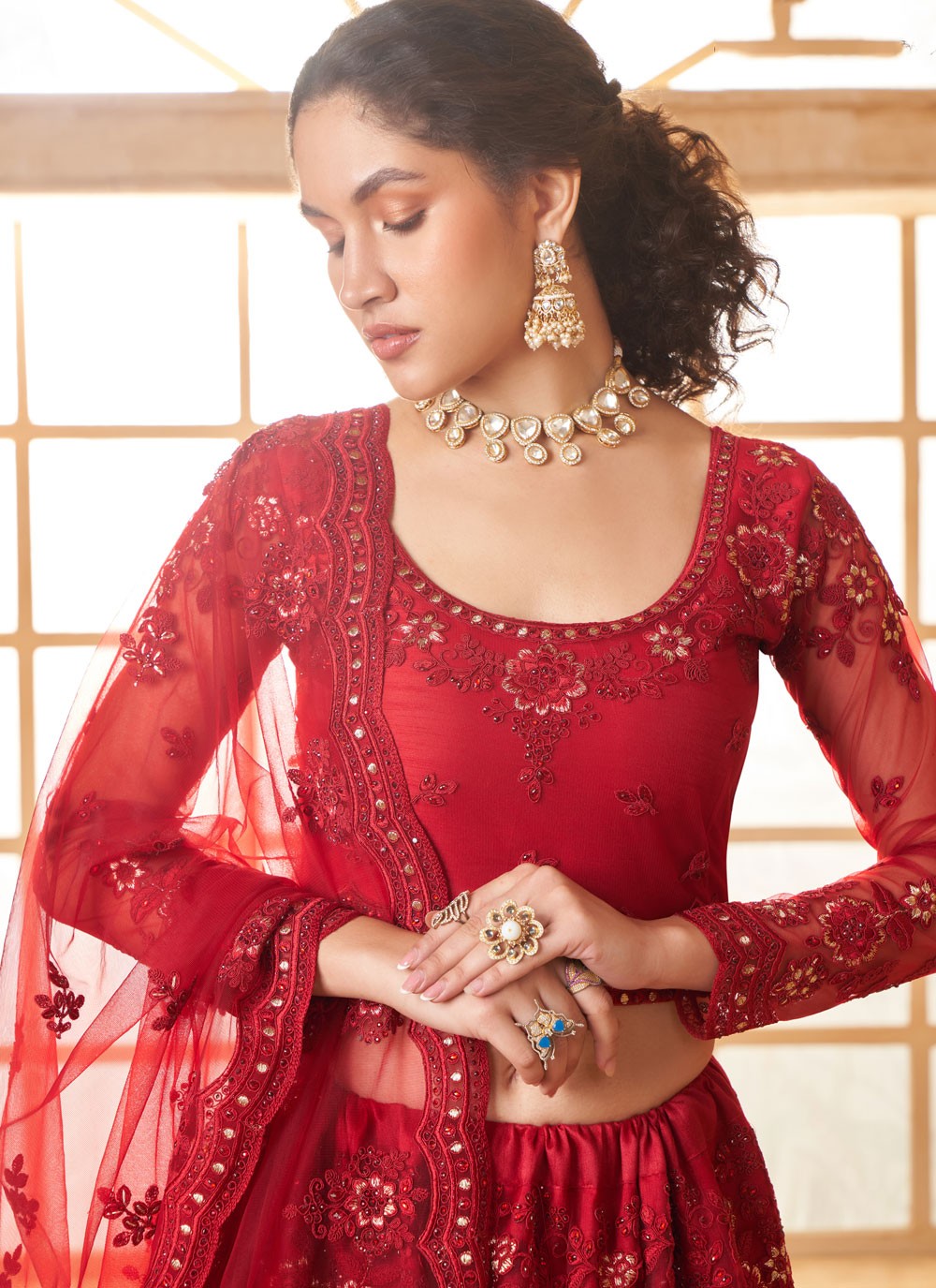 Cord Net A - Line Lehenga - L2719