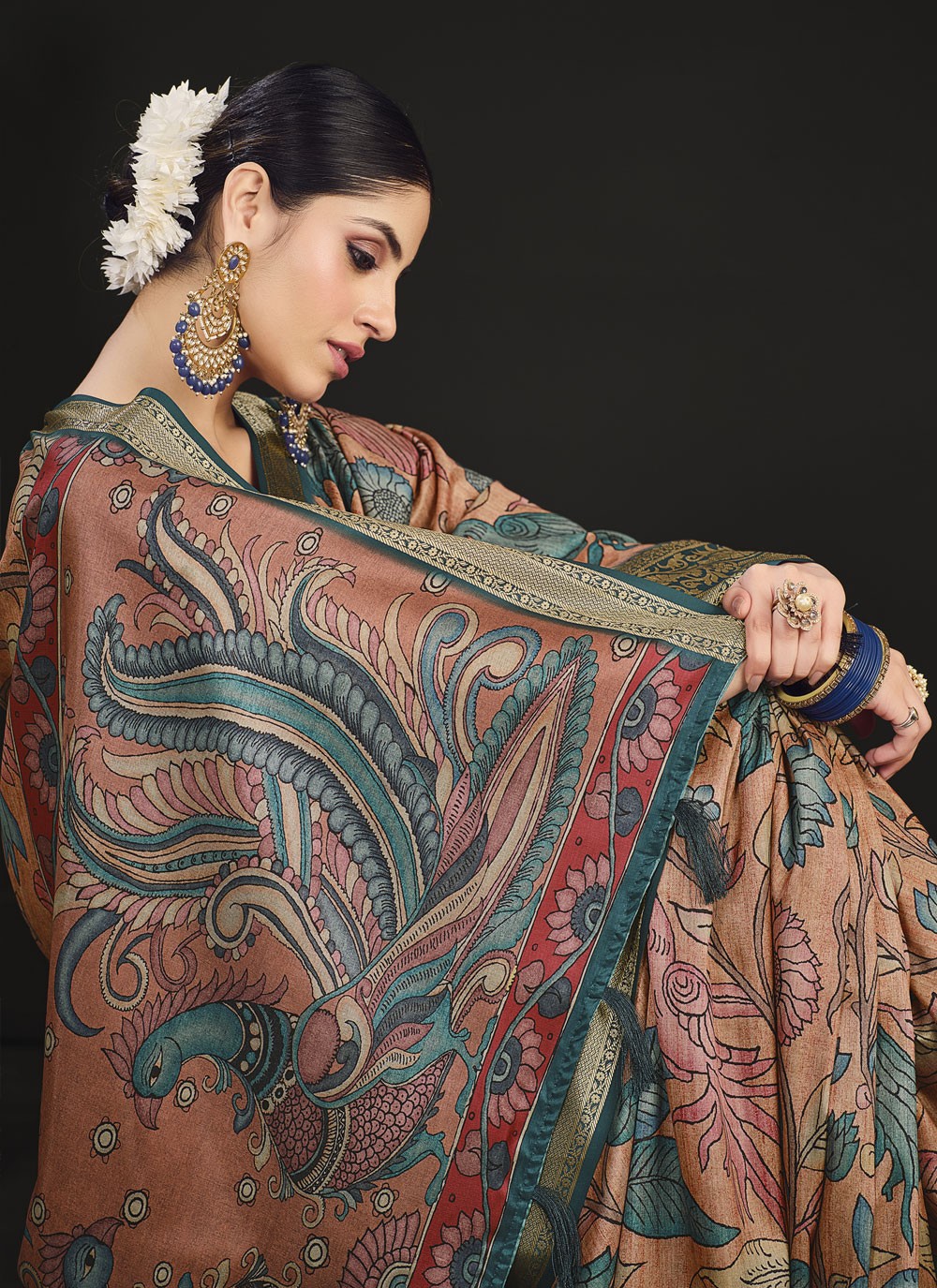 Classic Digital Print Tussar Silk Saree - S4061