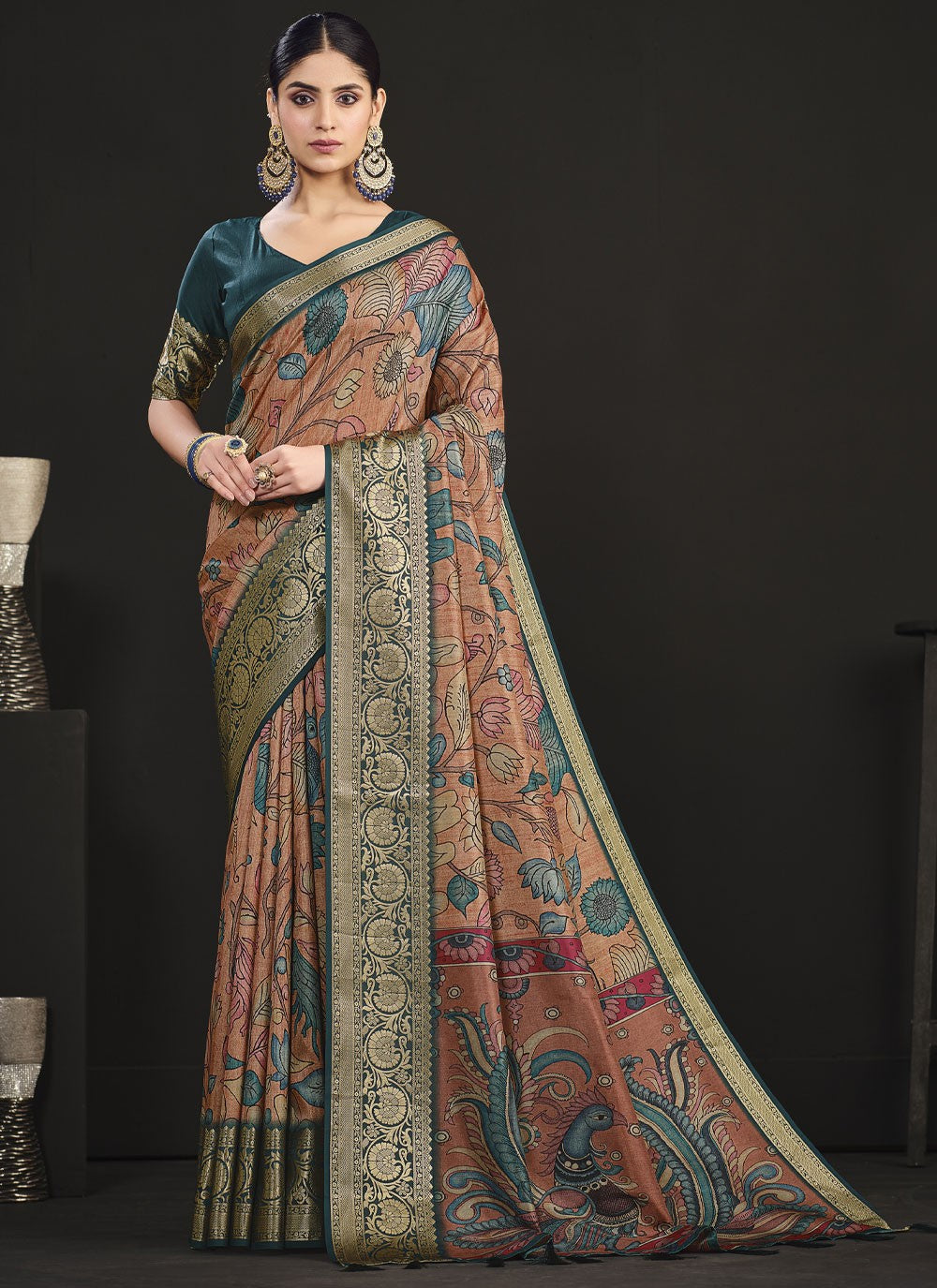 Classic Digital Print Tussar Silk Saree - S4061