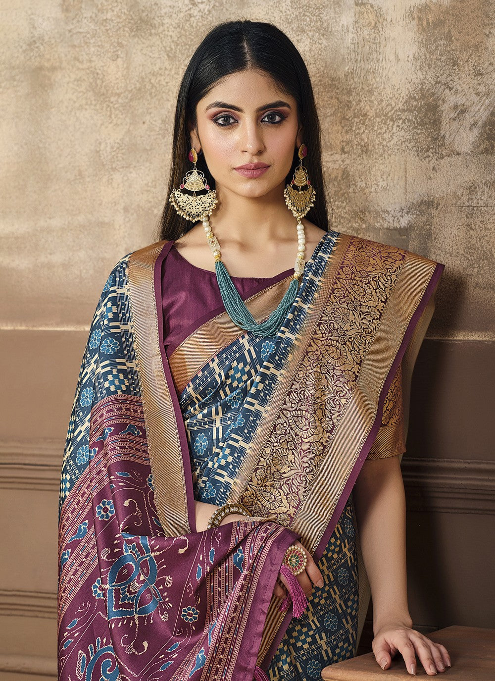 Classic Digital Print Tussar Silk Saree - S4091