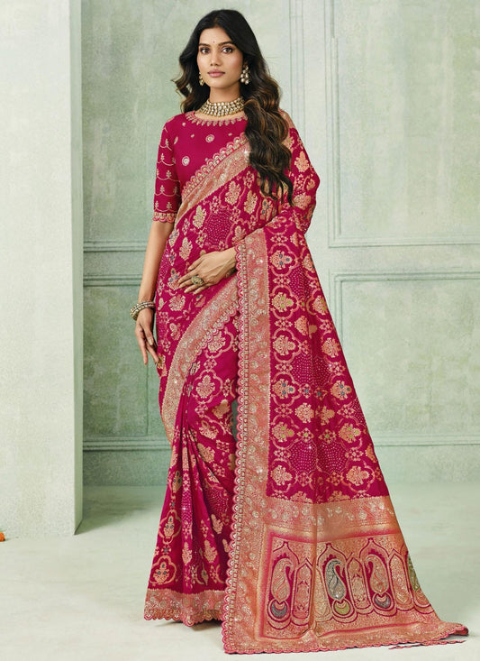 Pink Silk Designer Saree Embroidered S19931