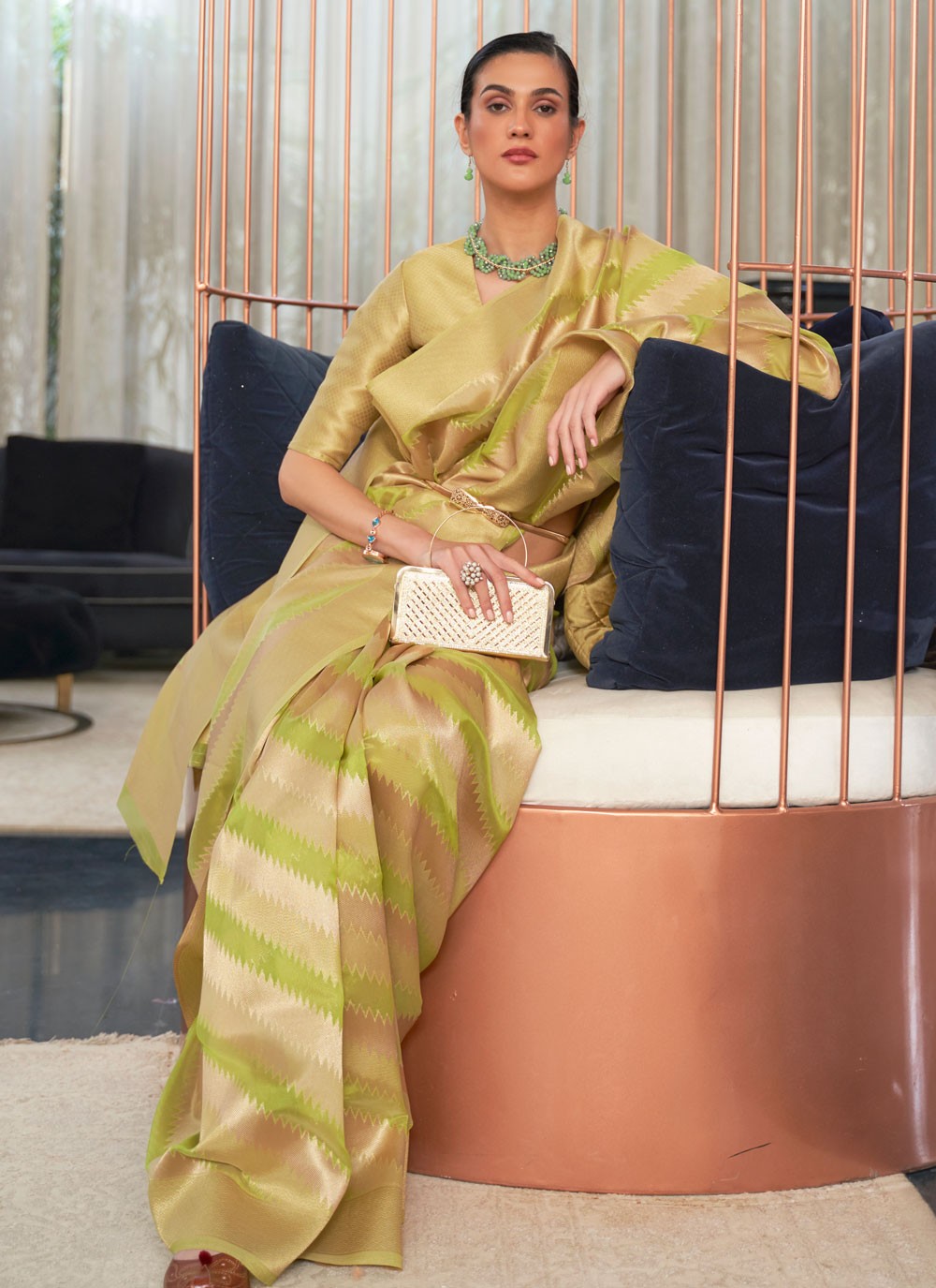 Classic Weaving Zari Organza Saree - S4349