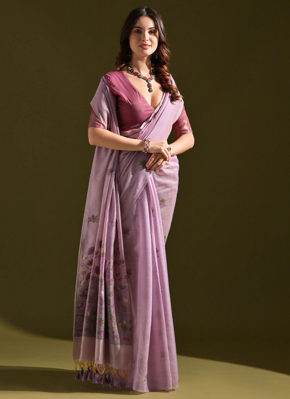 Thread, Woven Cotton Saree - S11916