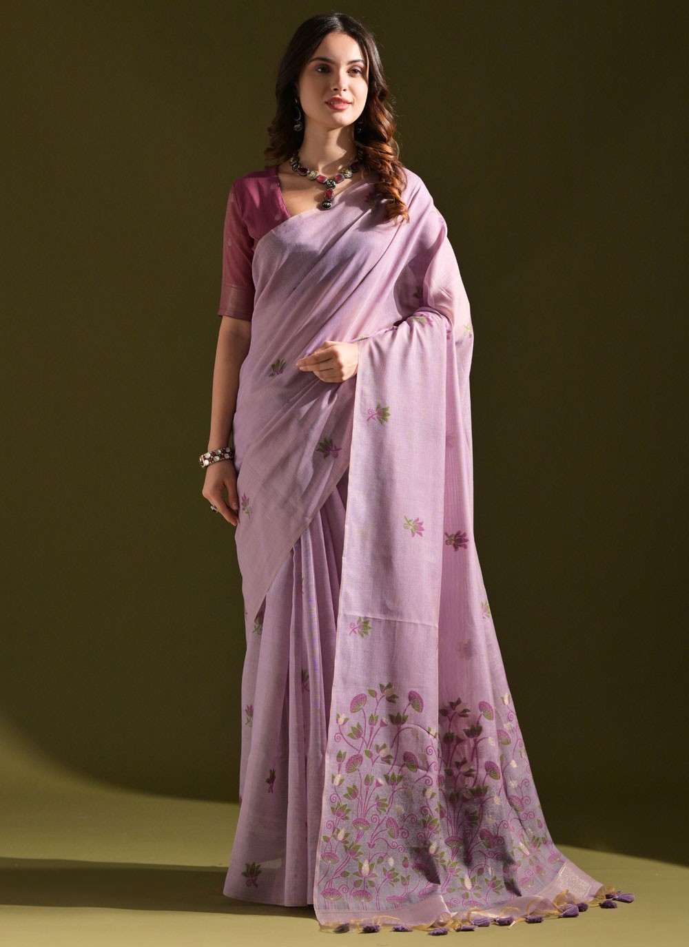 Thread, Woven Cotton Saree - S11916