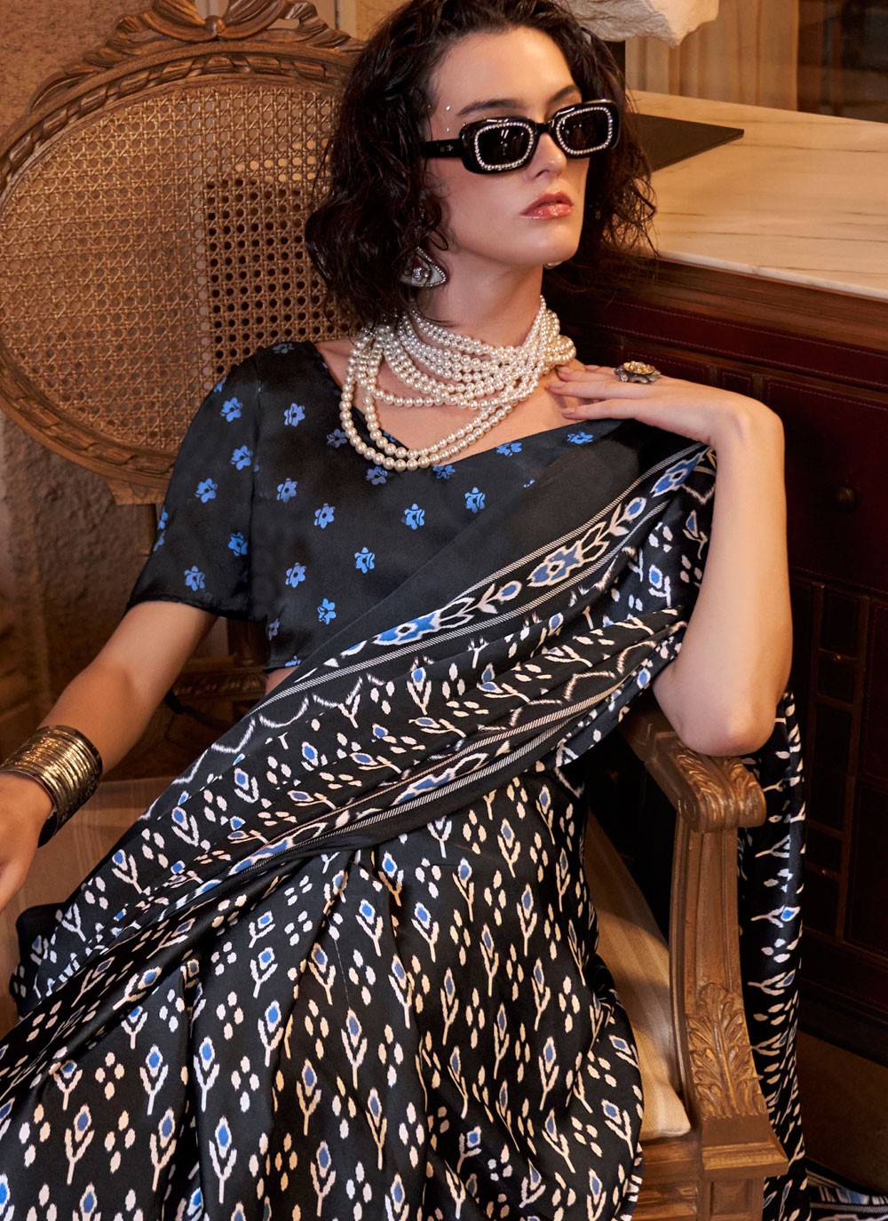 Designer Patola Print Black Pure Crepe S12864