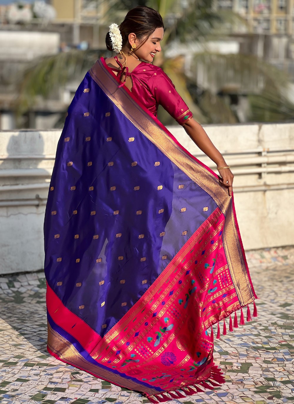 Violet Silk Designer Saree Weaving Zari S15775