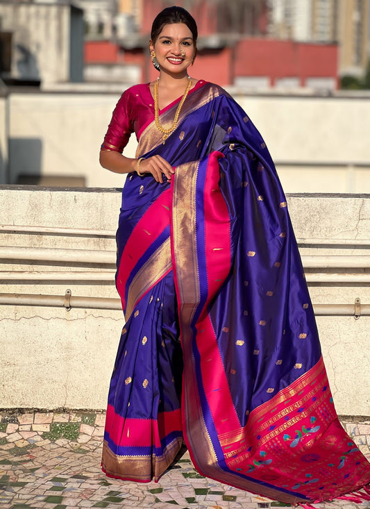 Violet Silk Designer Saree Weaving Zari S15775