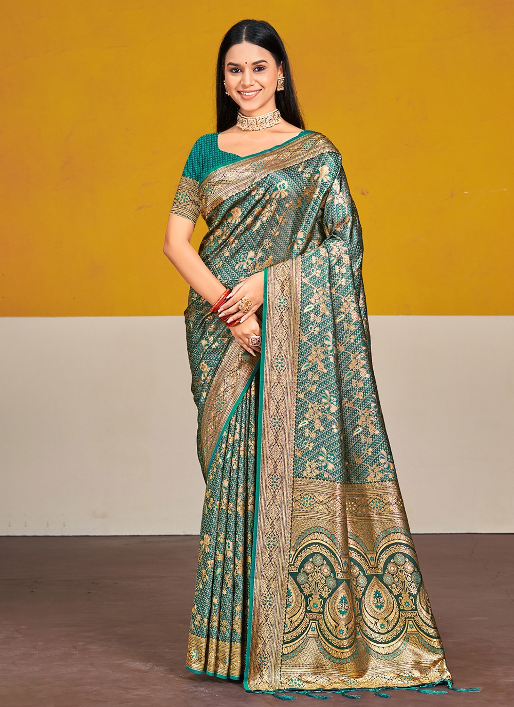 Traditional Weaving Zari Satin Silk Saree - S8597
