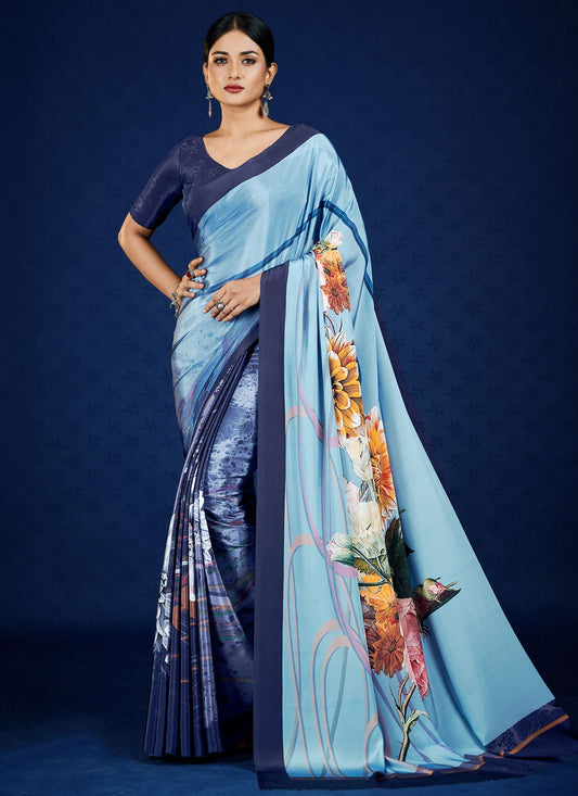 Classic Digital Print Pure Crepe Saree - S7315