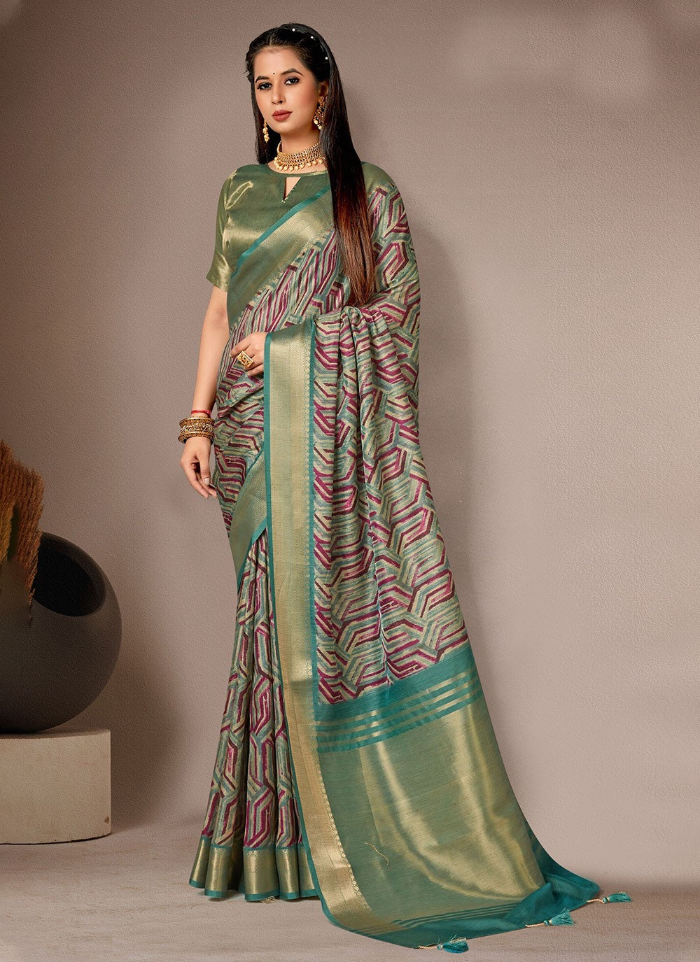 Classic Digital Print Bhagalpuri Silk Saree - S4557