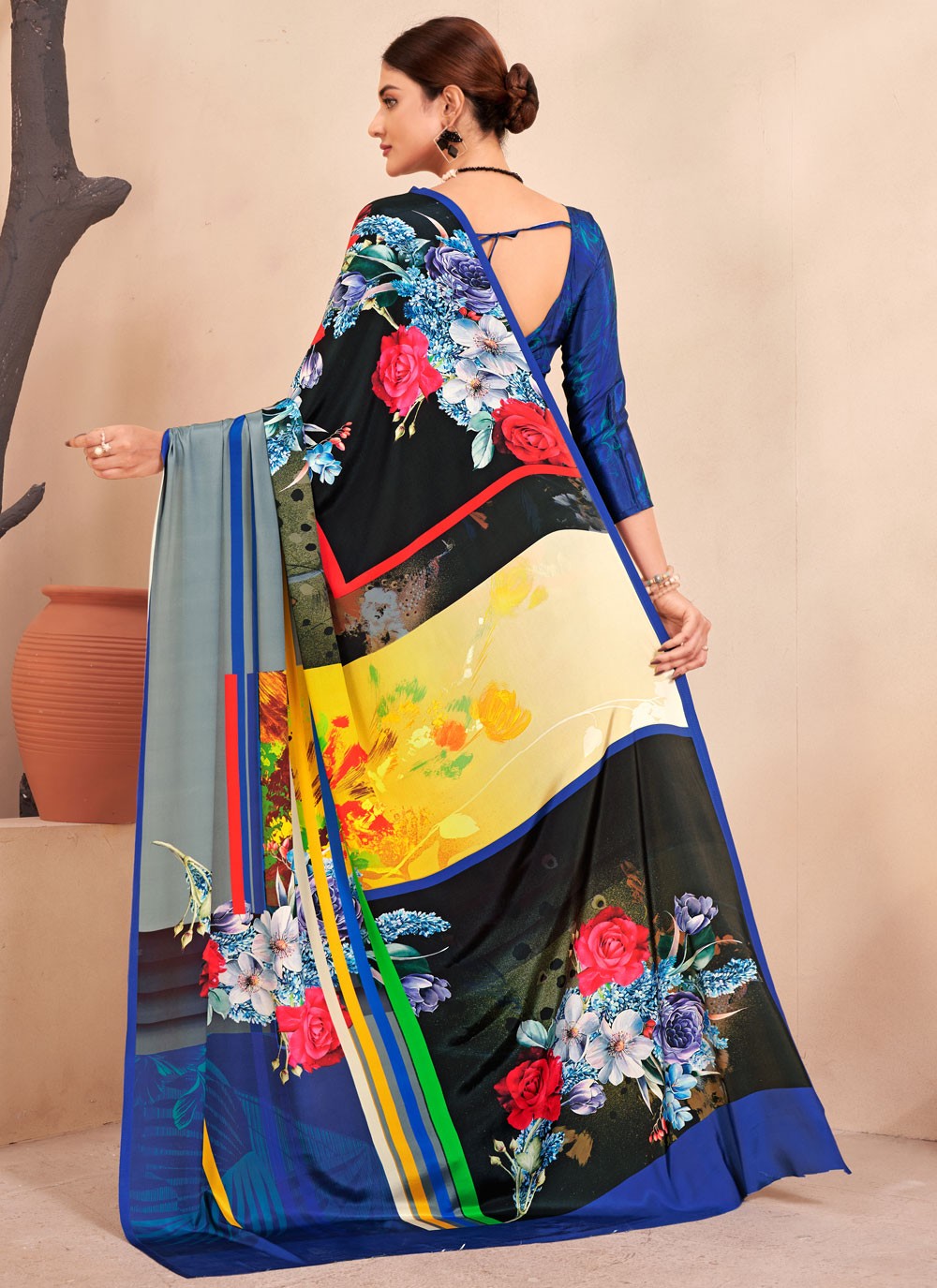 Classic Digital Print Crepe Silk Saree - S7514