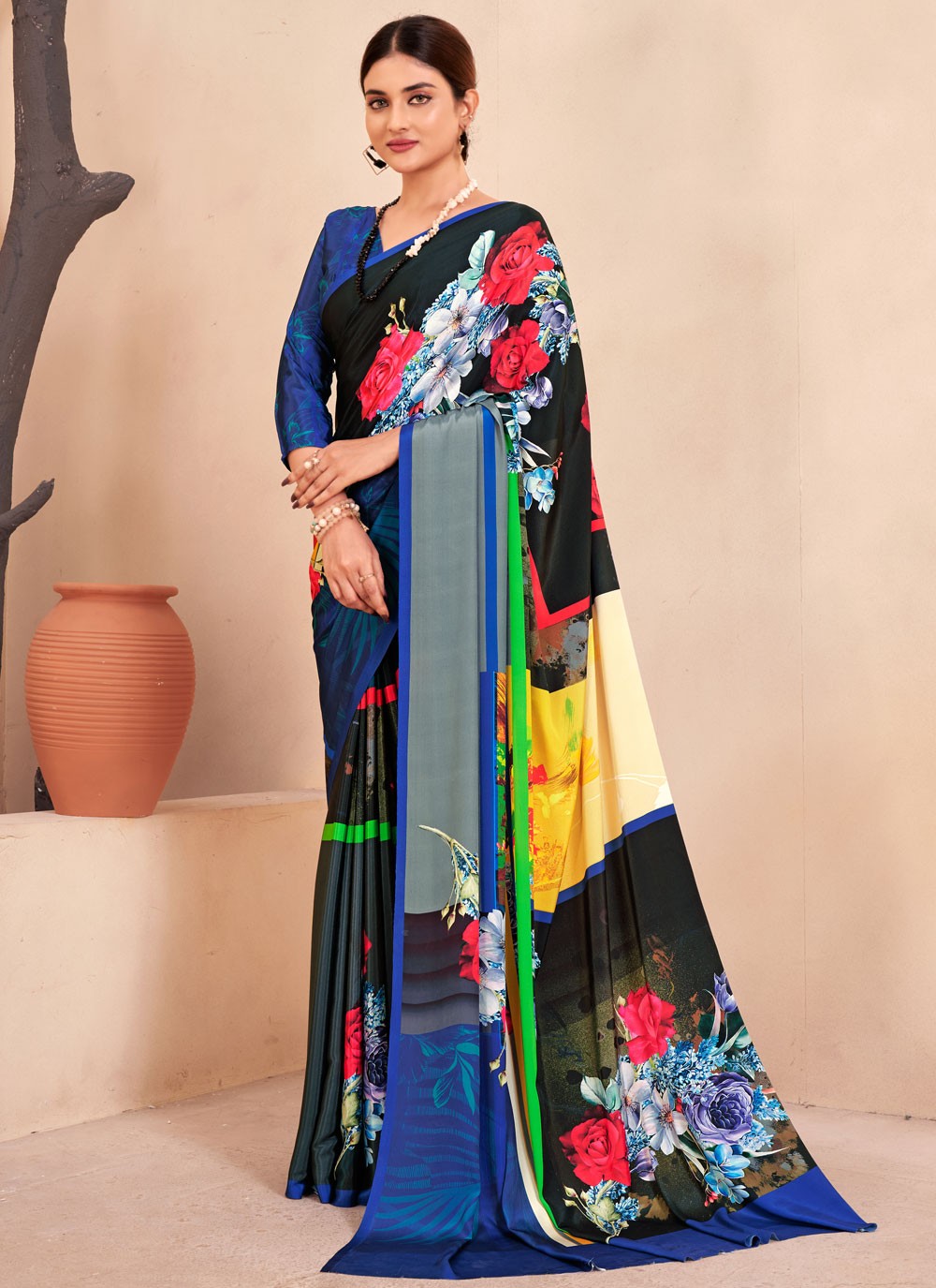 Classic Digital Print Crepe Silk Saree - S7514