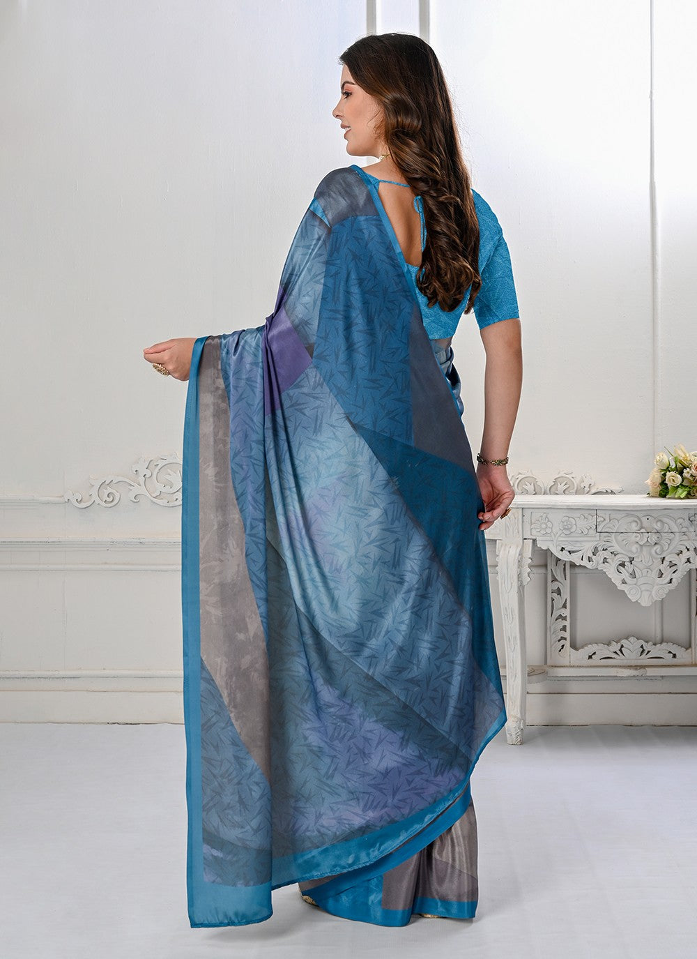 Classic Digital Print Crepe Silk Saree - S3219