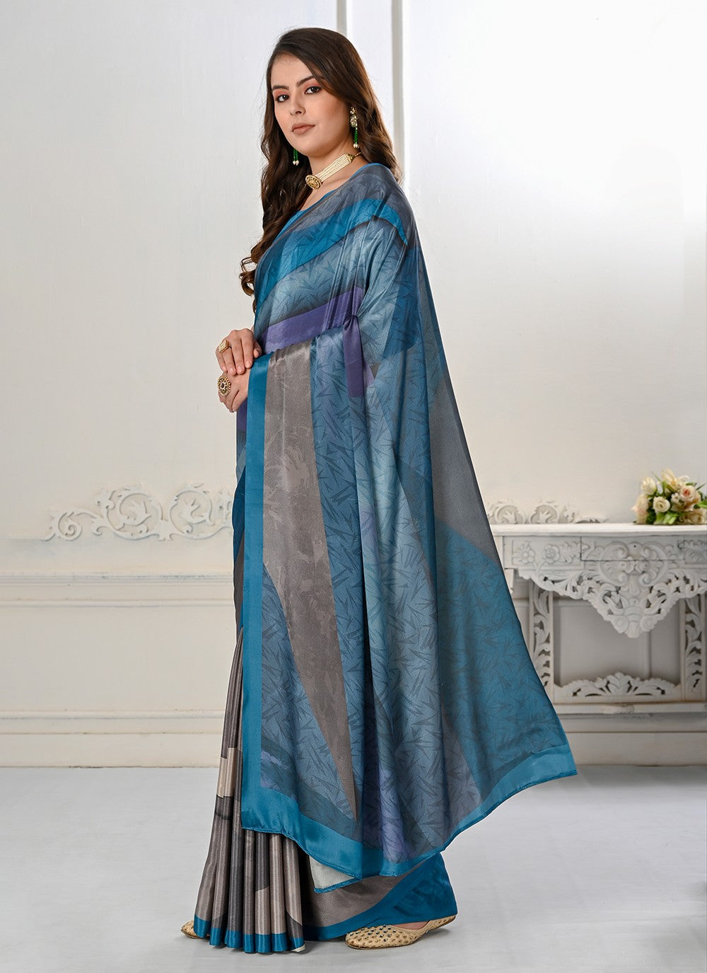 Classic Digital Print Crepe Silk Saree - S3219
