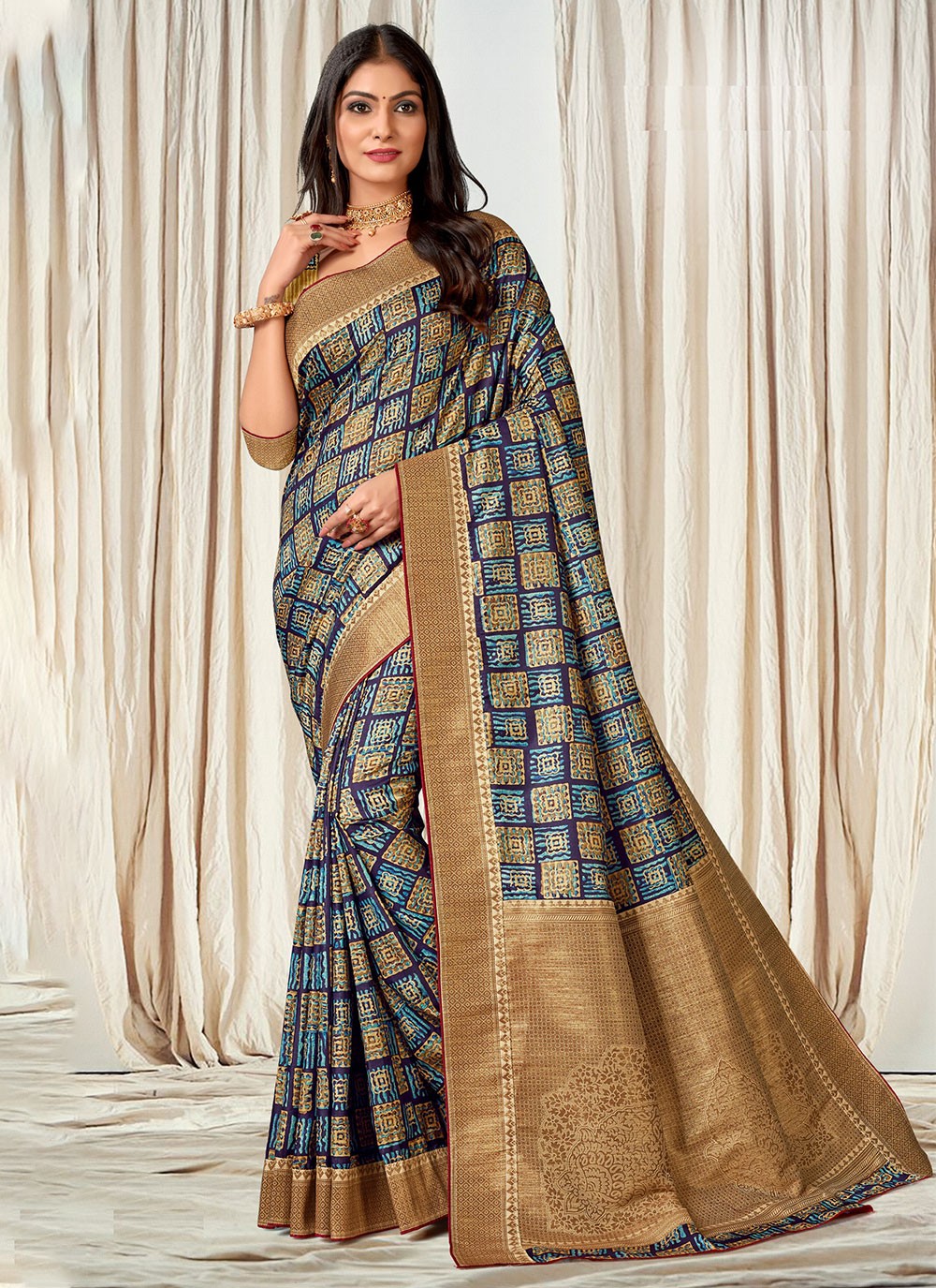 Classic Digital Print Tussar Silk Saree - S4545