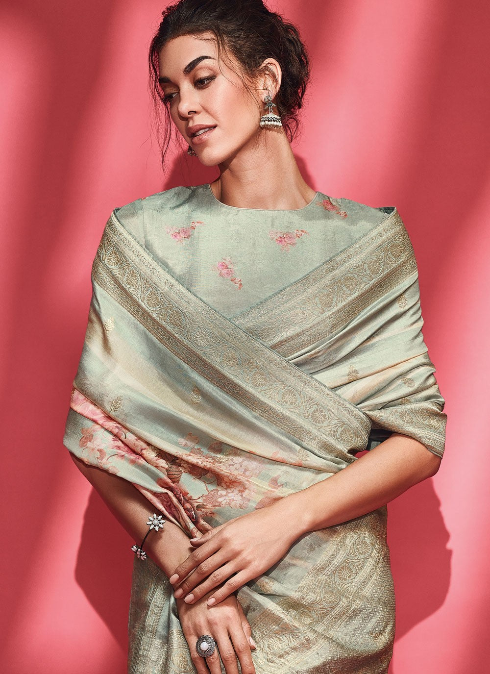 Classic Digital Print Viscose Saree - S4384