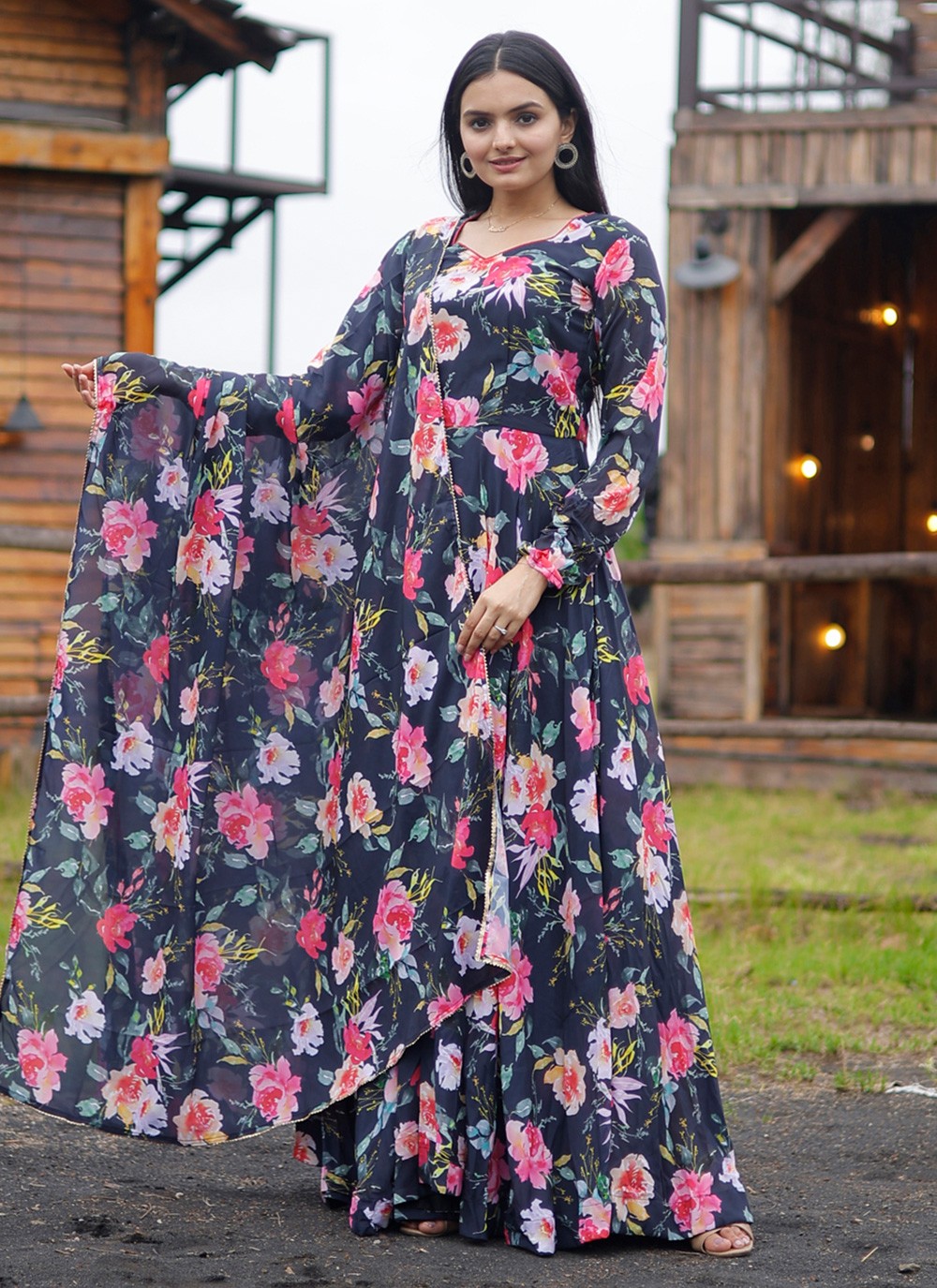 Faux Georgette Gown - G1136