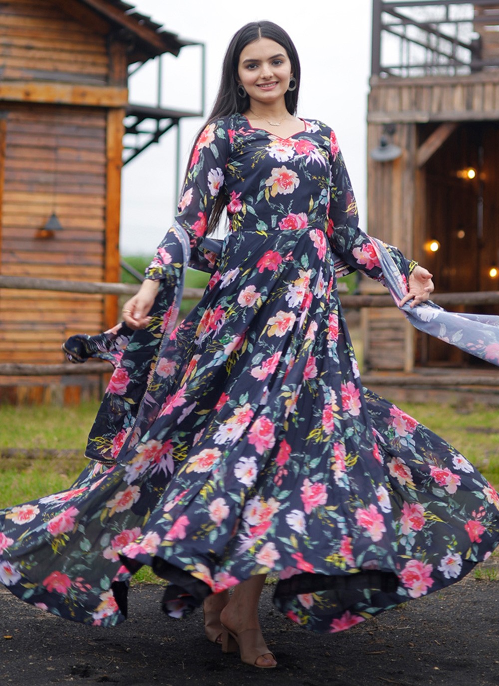 Faux Georgette Gown - G1136